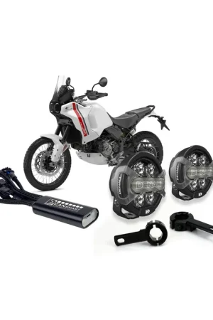 Kit Faretti LED DENALI D7 PRO Premium con Supporti Crash Bar Ducati DesertX / Multistrada V4 Prezzo Ridotto