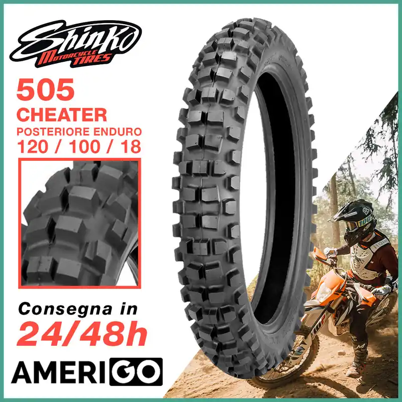 Super Prezzo SHINKO Pneumatico 505 CHEATER 120/100-18 68M TT Posteriore Enduro