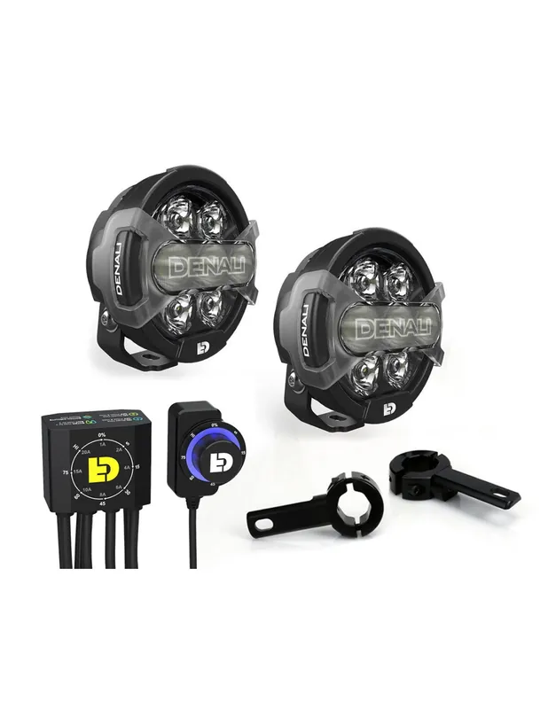 Kit Illuminazione Denali D7 Pro con Controller DialDim e Staffe Barre Paramotore Universali Reso Gratuito