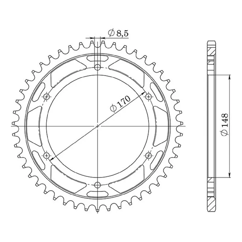 Prezzo Conveniente Corona in acciaio 47 denti passo 525 SUZUKI DR Big 800 CC 94/96