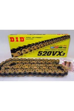 Spedizione Gratuita D.I.D - CATENA 520 VX3 Gold & Black - Giunto a Rivetto (ZJ)