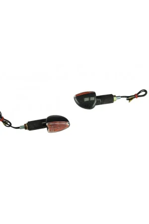 Ultimissimo Modello Coppia mini frecce a lampadina "FUEGO" doppia lente gambo lungo omologate