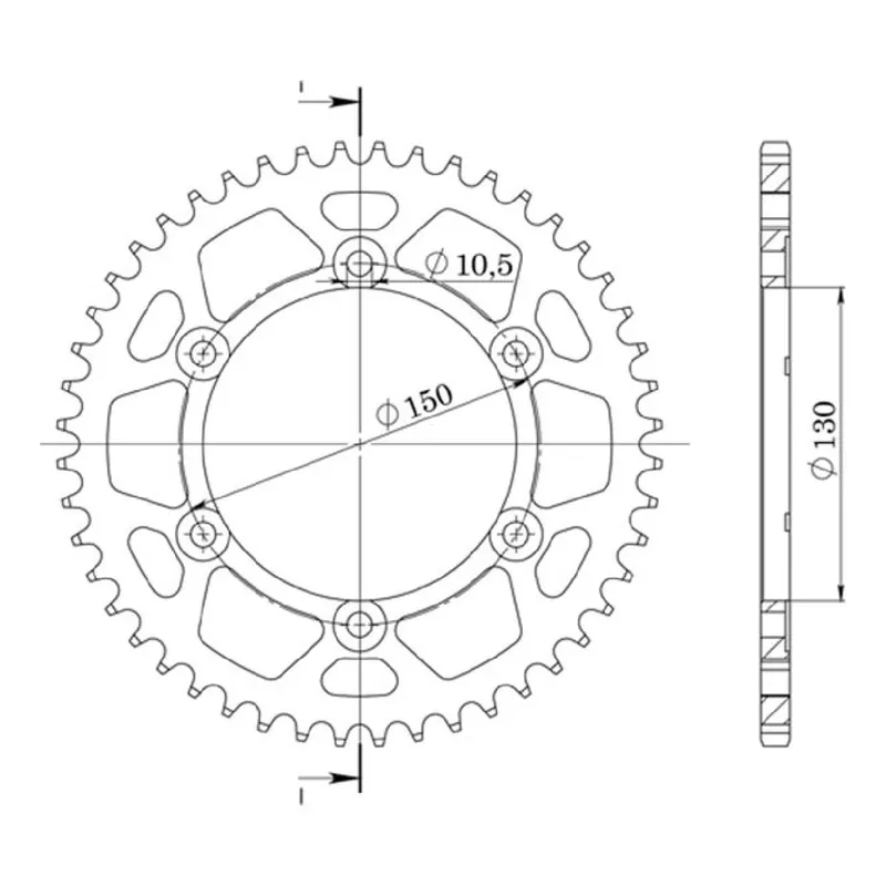 Corona in alluminio 43 denti passo 530 MARVIC 6F (130-150-10,5) Ultima Occasione