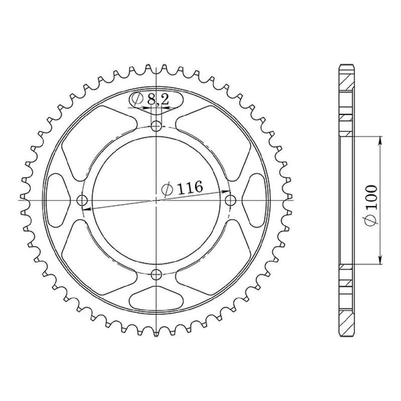 Corona in alluminio 49 denti passo 428 KAWASAKI KX 80 CC 83/85 Ultime Pezzi