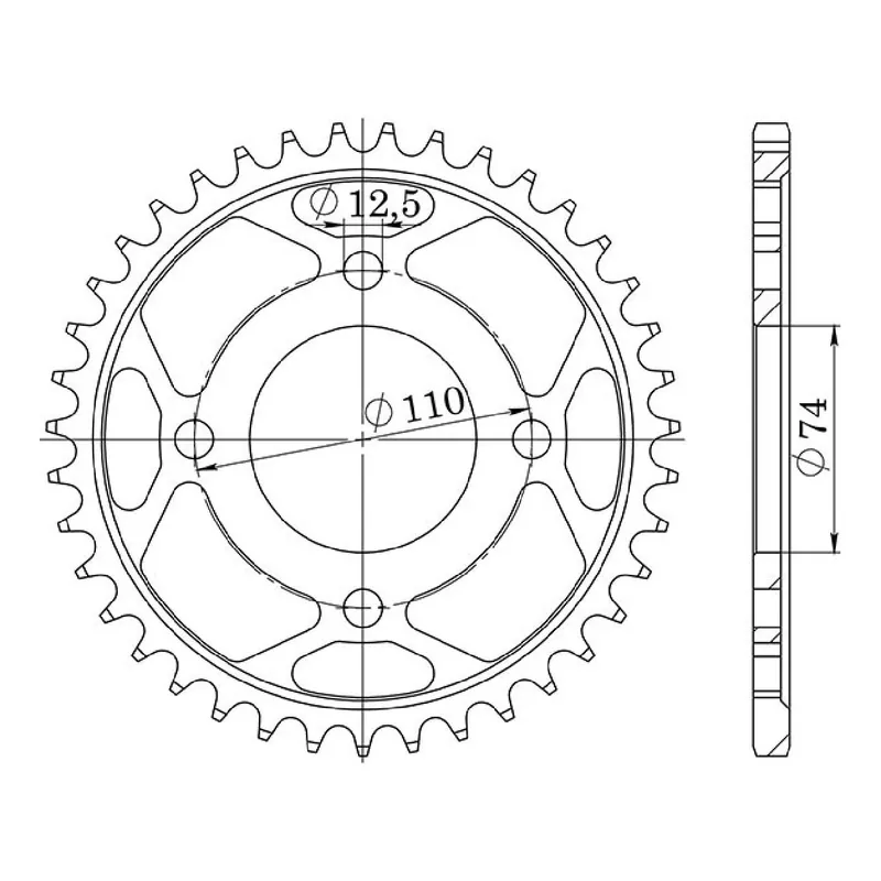 Corona in acciaio 36 denti passo 530 Must-Have