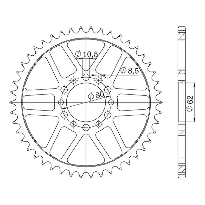 Corona in acciaio 45 denti passo 520 541230045 Offerta