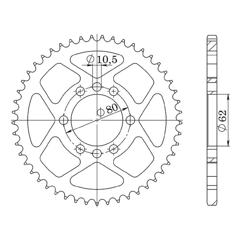 Corona in acciaio 53 denti passo 428 541220453 Miglior Prezzo