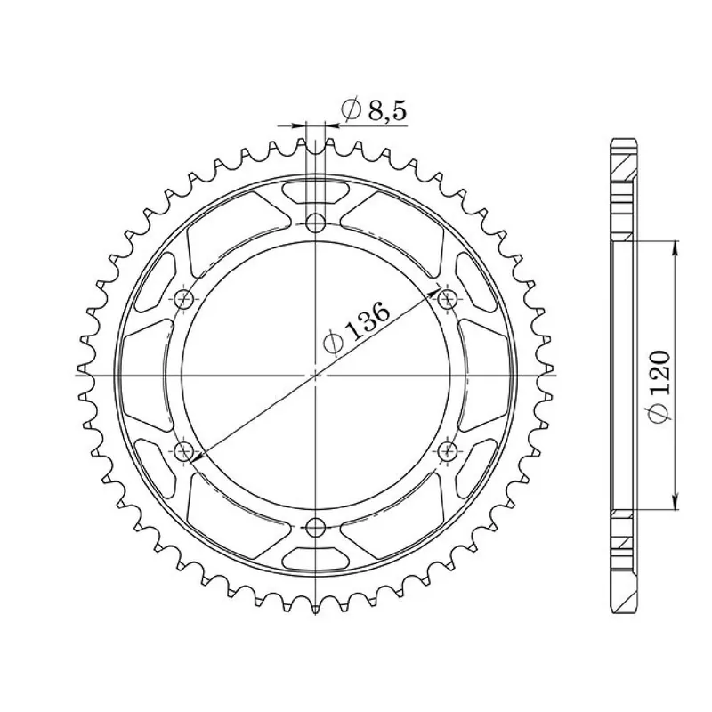 Corona in acciaio 47 denti passo 428 Prezzo Basso