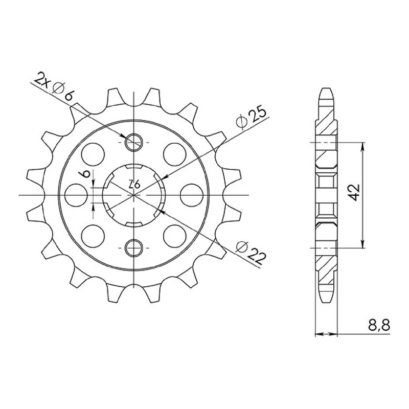 Pignone in acciaio 16 denti passo 520 HONDA CB N (B/C/D) (2Cil.) 400 CC 83 Prezzo Scontato
