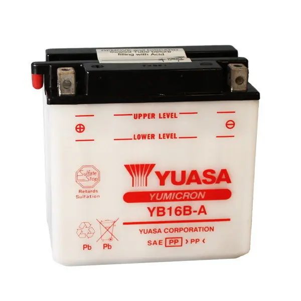 Spedito Oggi Batteria Moto YUASA YB16B-A 12V/16Ah senza acido a corredo
